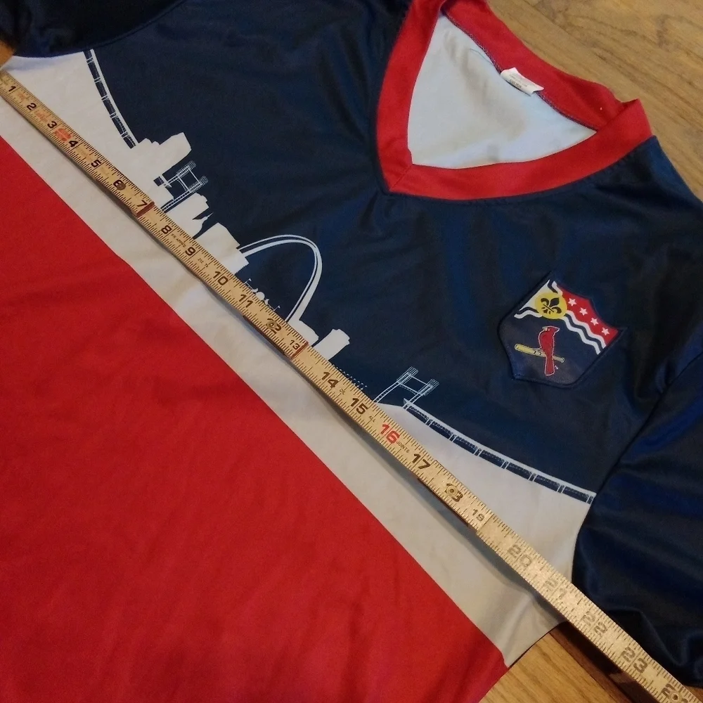 St Louis Cardinals Soccer Jersey Mens XL Blue Red Short Sleeve MLB Baseball